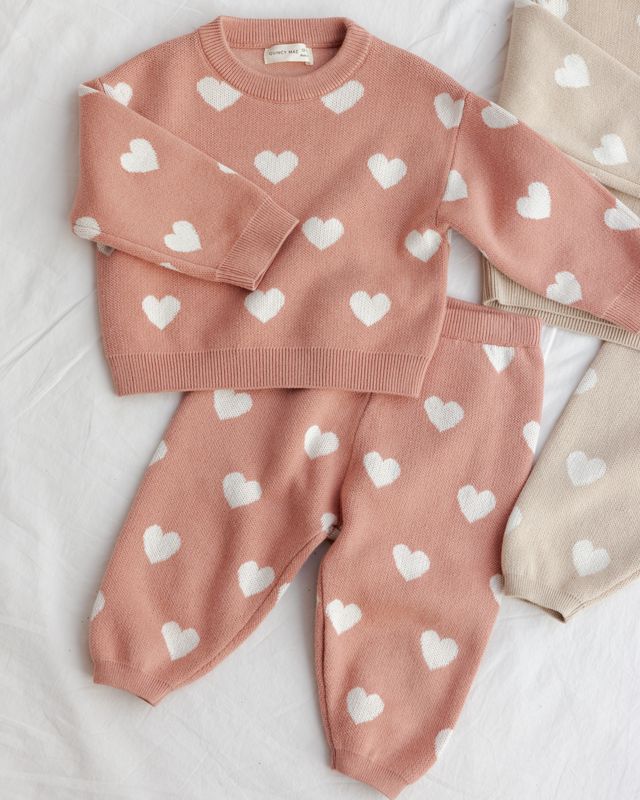 Pink Heart Knit Pants
