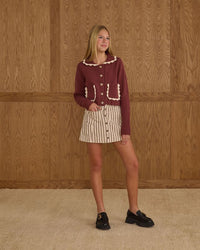 Tween Burgundy Collared Cardigan