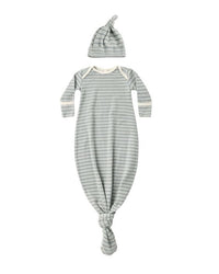 Steel Blue Stripe Knotted Gown Set