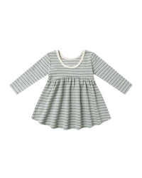 Steel Blue Stripe Ribbed Dress