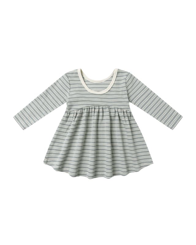 Steel Blue Stripe Ribbed Dress