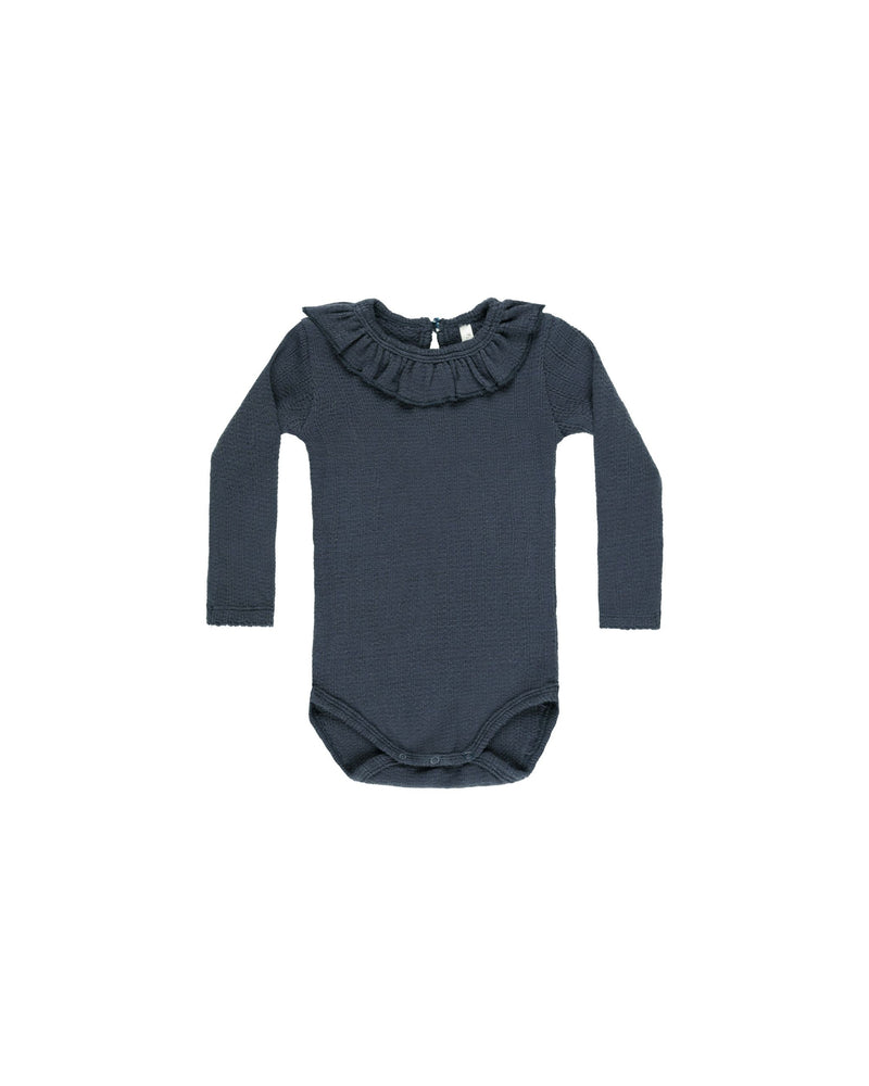 Indigo Ruffle Collar Bodysuit