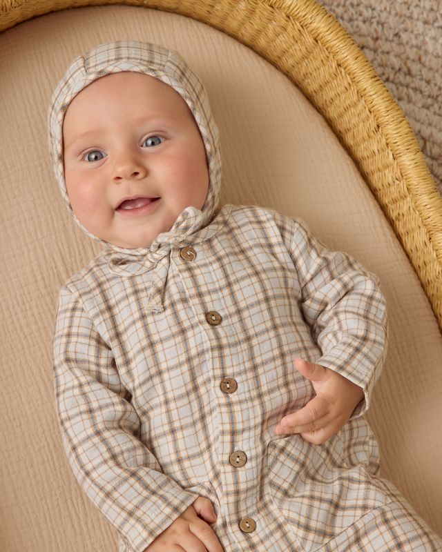 Blue Plaid Pocketed Jumpsuit