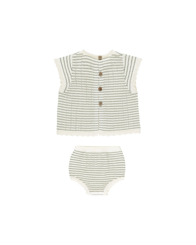 Sage Stripe Knit Baby Set