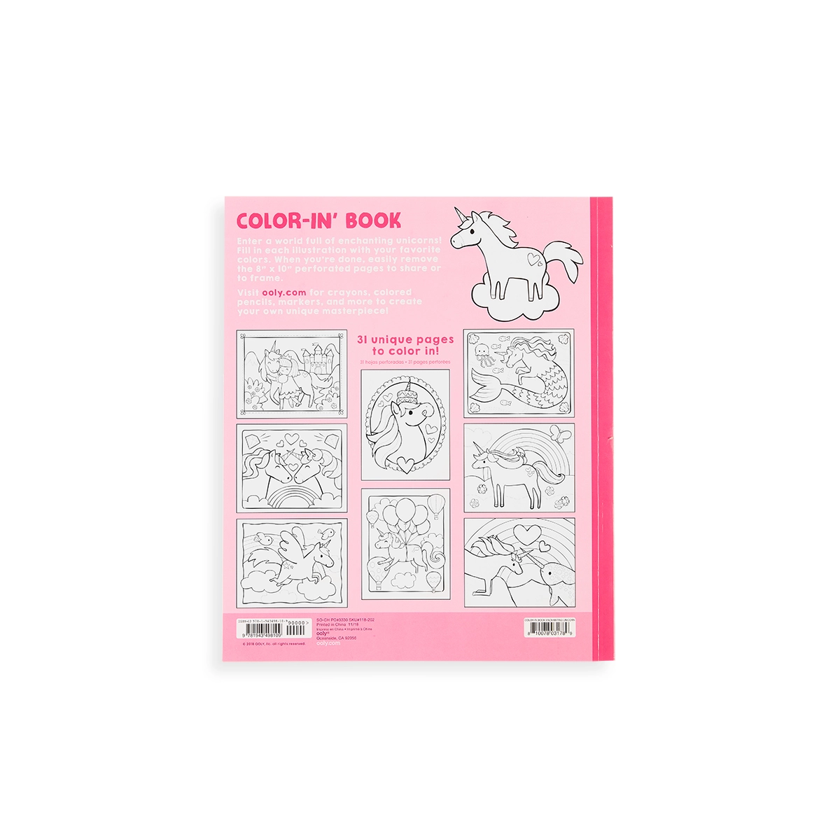 Enchanting Unicorns Color-in Book