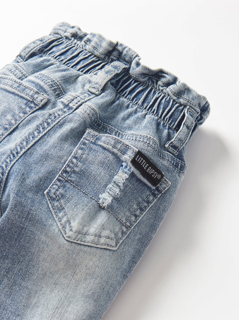 Light Wash Paperbag Waist Denim