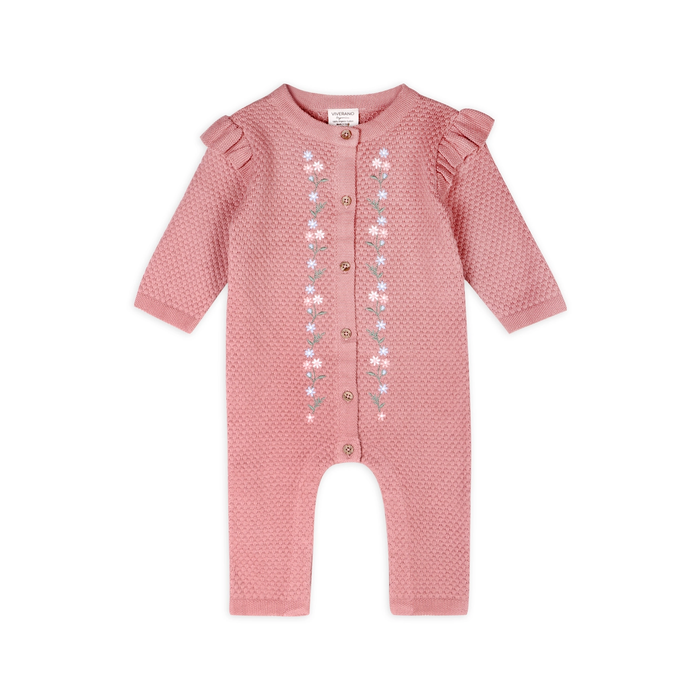 Rose Embroidered Floral Sweater Jumpsuit