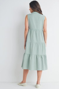 Sage Tiered Maternity Midi Dress