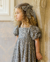 French Blue Floral Everly Bow