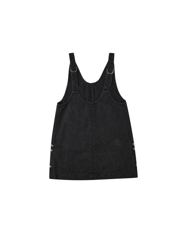Black Stitched Overall Dress