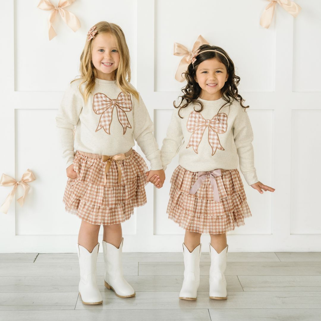Gingham Tulle Bow Clips