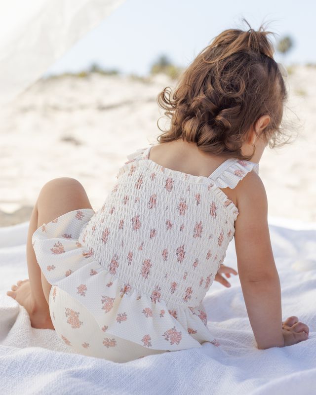 Garden Rose Smocked One-Piece Swimsuit
