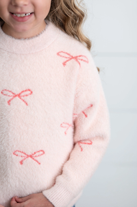 Fuzzy Pink Bow Sweater