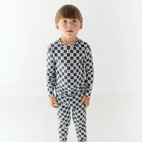 Checkered Lightning Bolt Small Ribbed Pajama Set