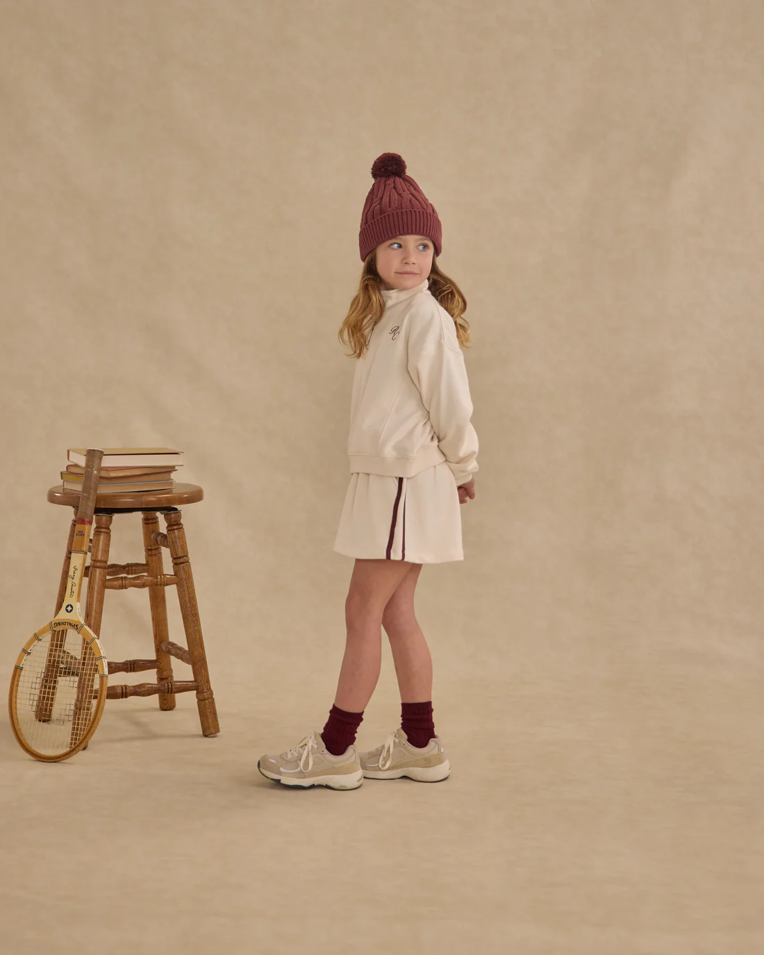 Golden + Burgundy Ribbed Socks