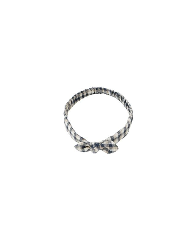 Navy Check Baby Bow Headband