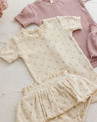 Mauve Ditsy Waffle Short Sleeve Bodysuit