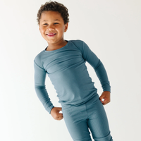 Midnight Teal Small Ribbed Pajama Set