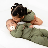 Olive Small Ribbed Zip Romper
