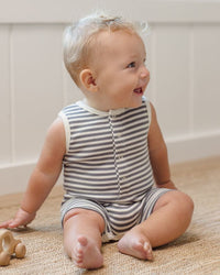 Ocean Stripe Ribbed Henley Romper