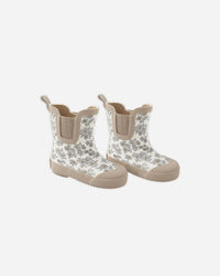 Blue Floral Rain Boots