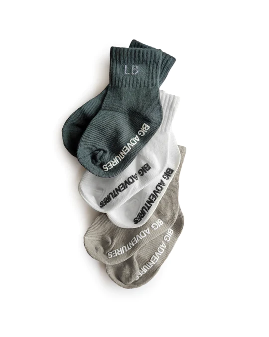 Socks 3 Pack - Pewter Mix