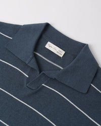 Navy Stripe Chandler Knit Polo