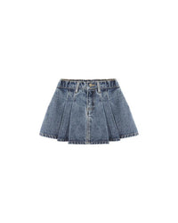 Indigo Denim Pleated Skirt