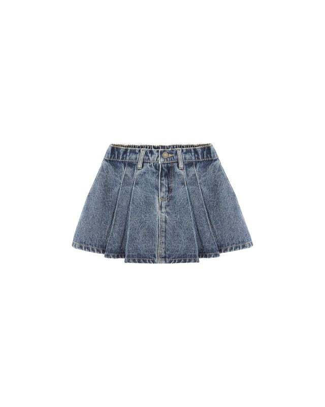 Indigo Denim Pleated Skirt