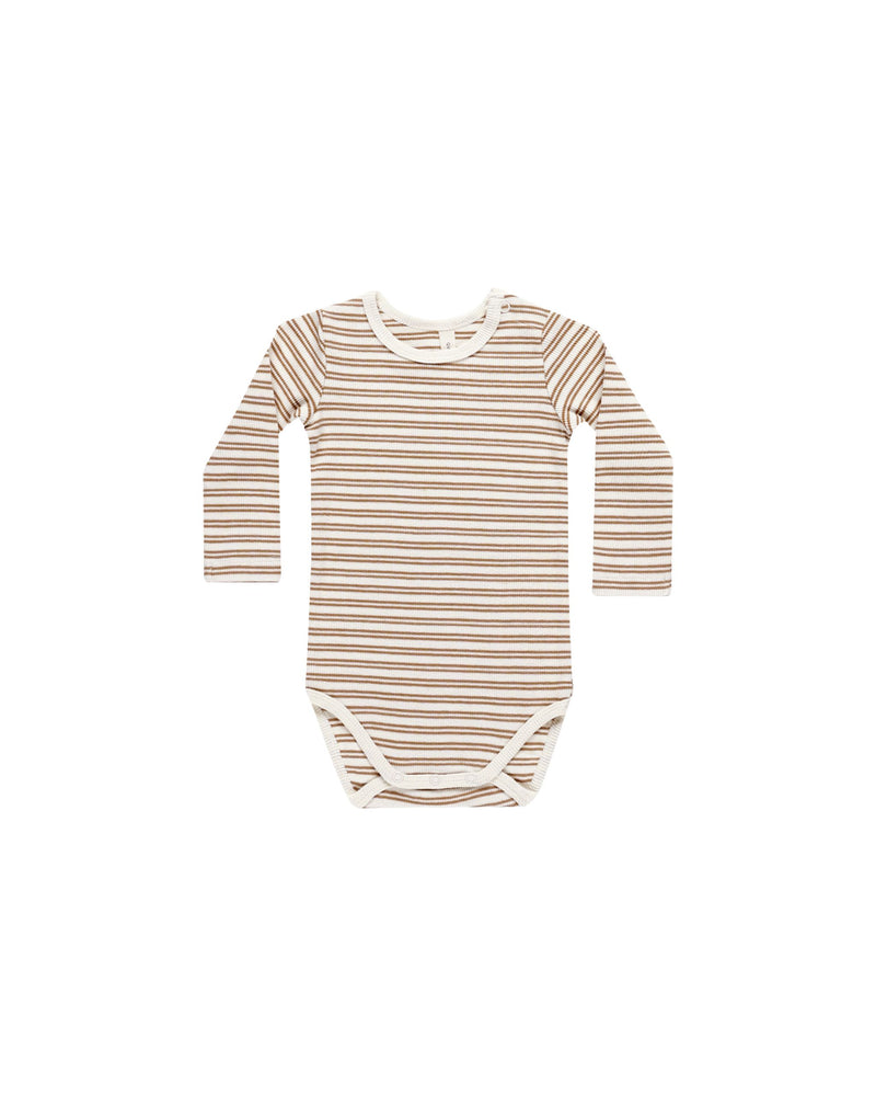 Golden Stripe Ribbed Long Sleeve Bodysuit