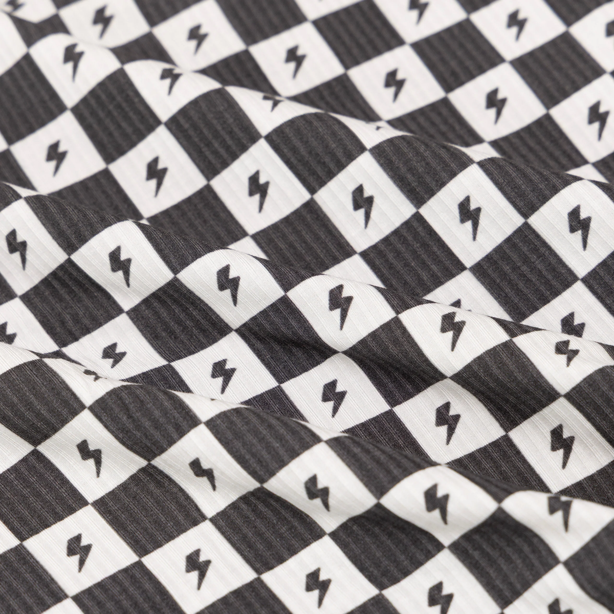 Checkered Lightning Bolt Small Ribbed Pajama Set