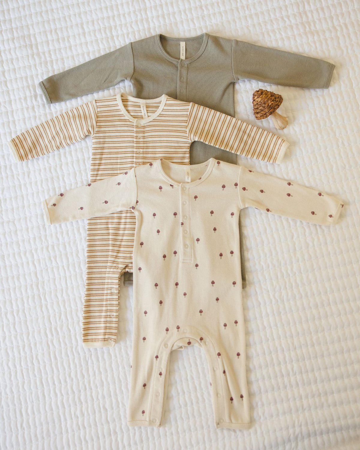 Basil Ribbed Baby Jumpsuit