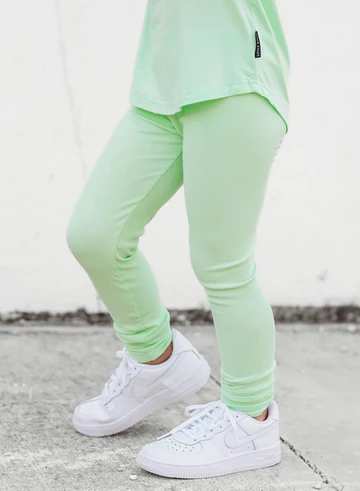 Lime Neon Ribbed Leggings
