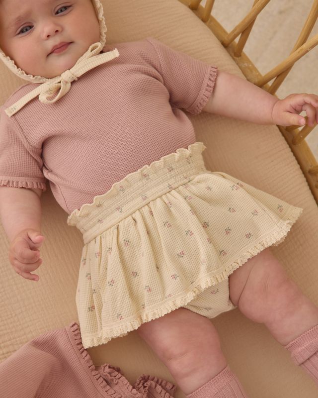 Mauve Ditsy Waffle Skirted Bloomer