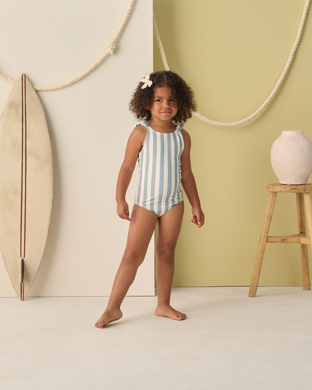 Green Stripe Scrunch One-Piece