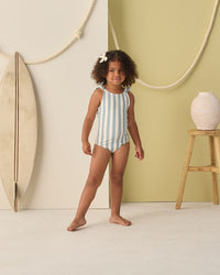 Green Stripe Scrunch One-Piece