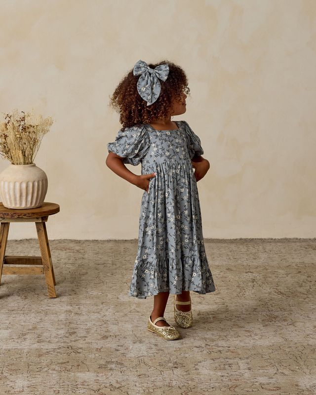 French Blue Floral Augusta Dress