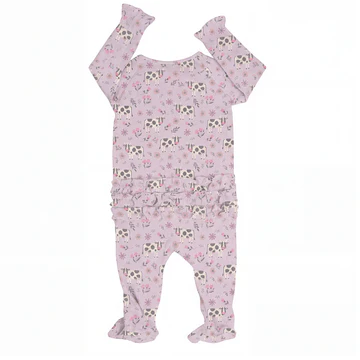 Cow Girl Bamboo Ruffle Sleeper