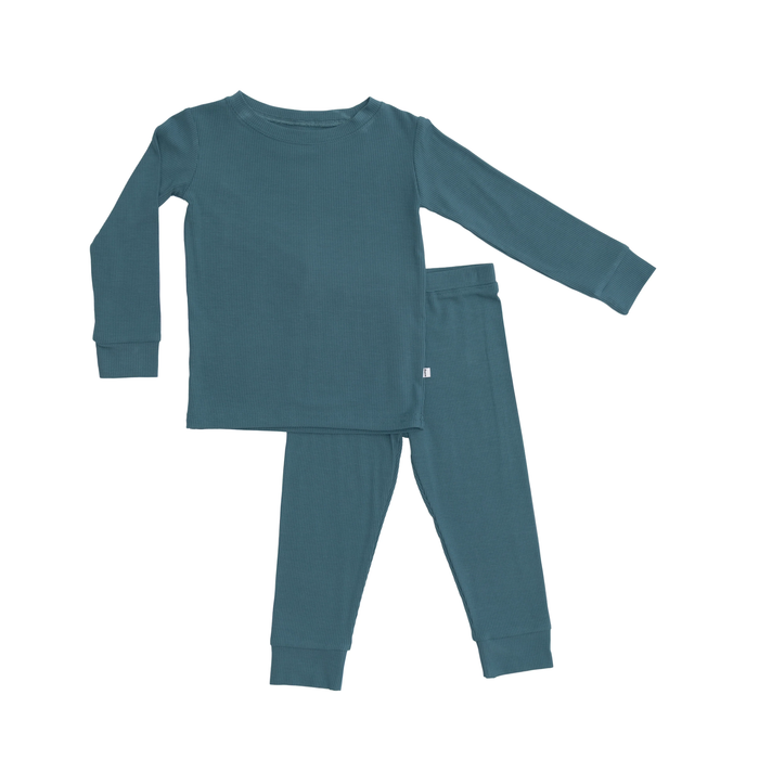 Midnight Teal Small Ribbed Pajama Set