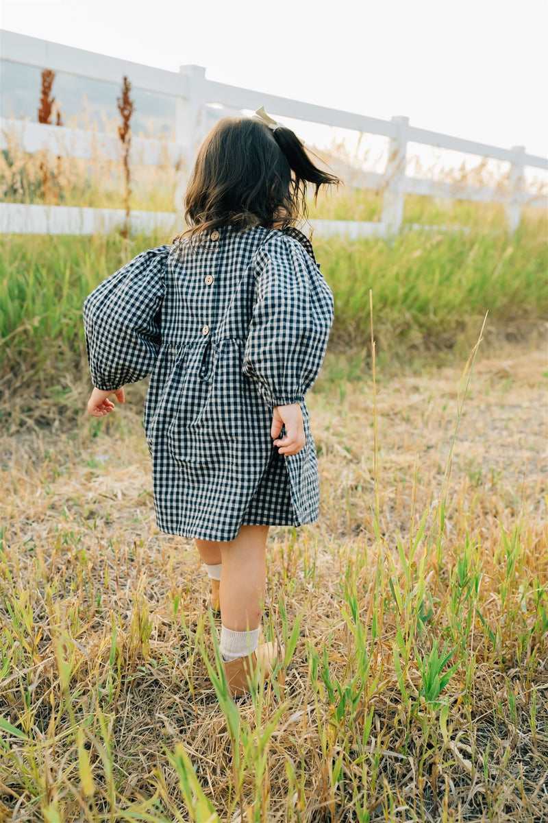 Gingham Ruffle Linen Dress