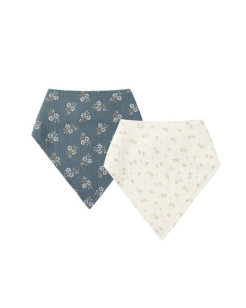 Golden + Blue Floral Bandana Scarf 2pk