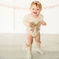 Gingham Bow Patch Romper