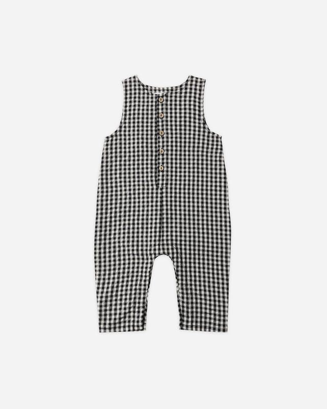 Black Check Button Jumpsuit