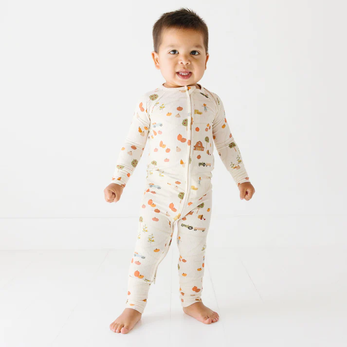 Pumpkin Patch Ribbed Bamboo Zip Romper