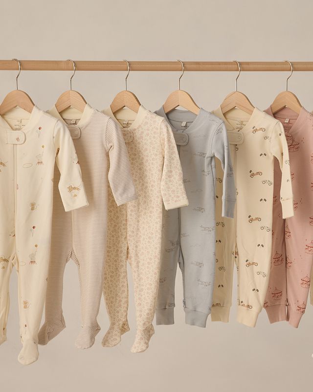 Oat Stripe Zip Footie