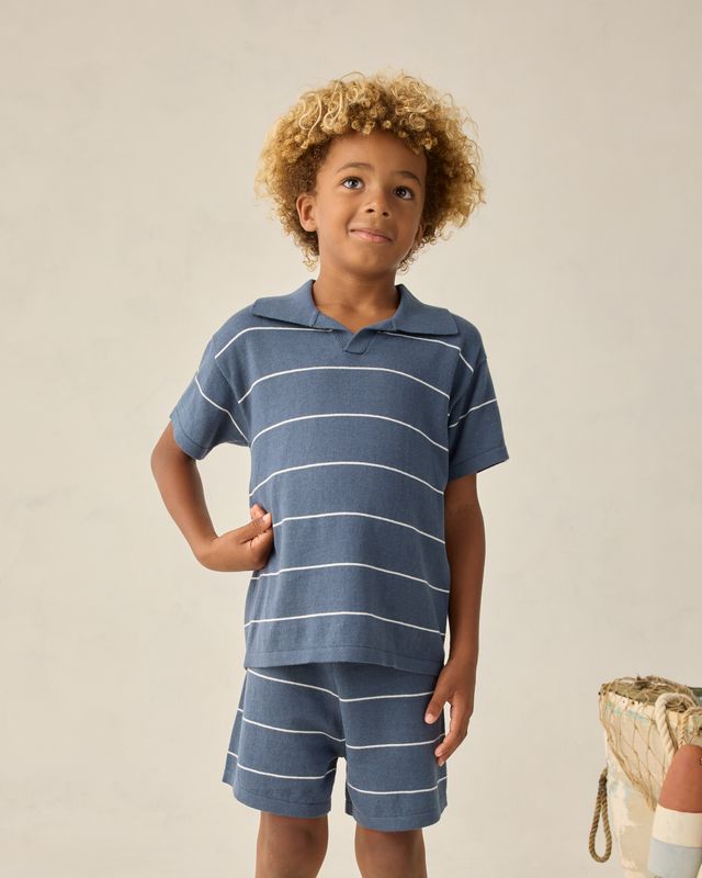 Navy Stripe Chandler Knit Polo
