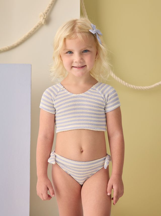 Periwinkle Stripe Cropped Rashguard Set