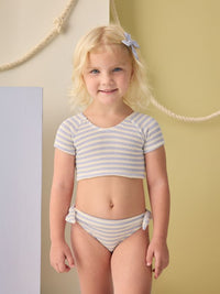 Periwinkle Stripe Cropped Rashguard Set