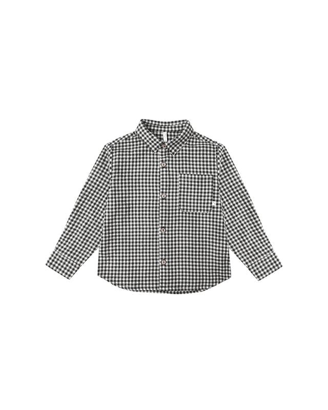Black Gingham Collared Shirt
