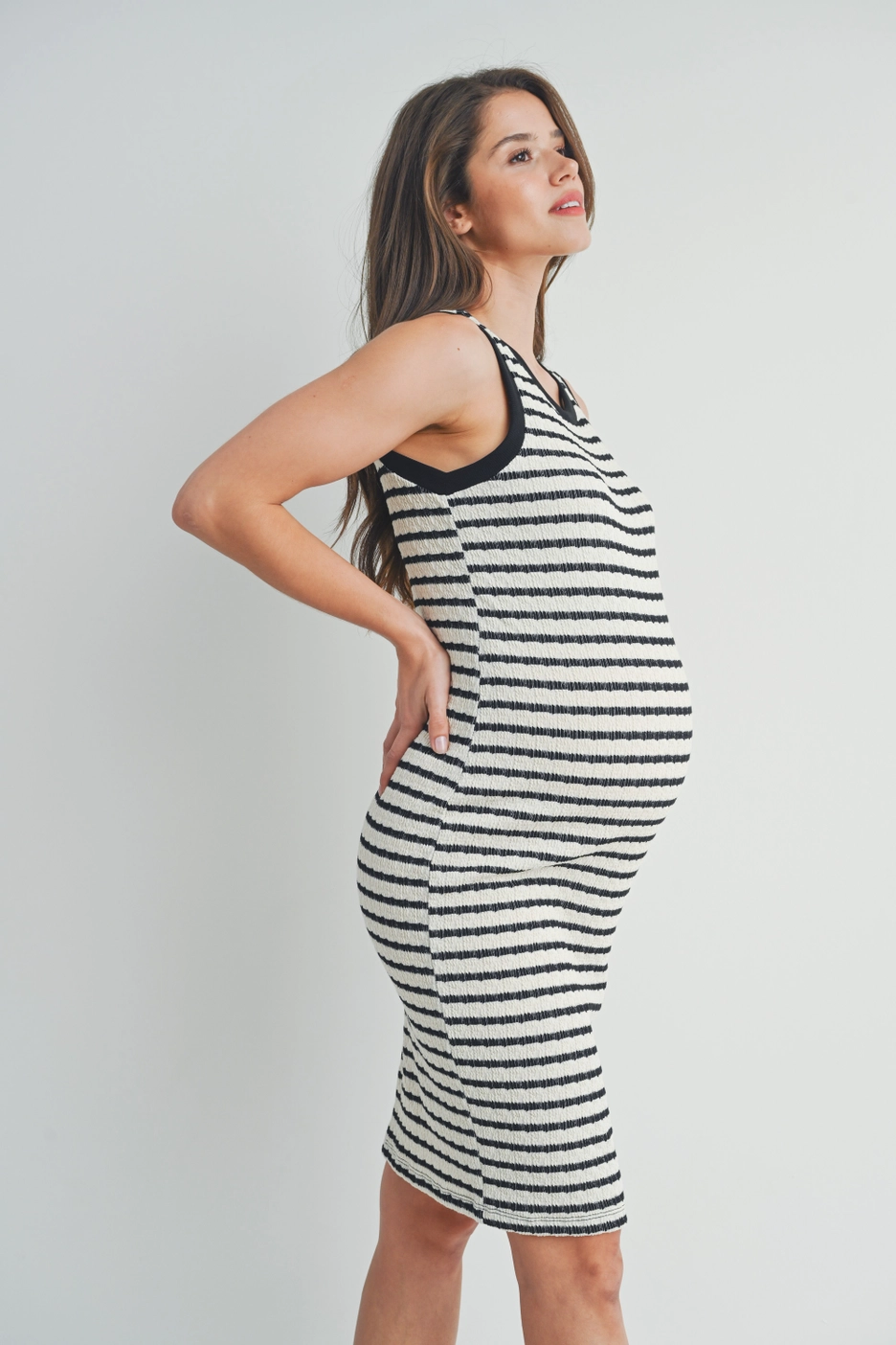 Black Striped Knit Dress